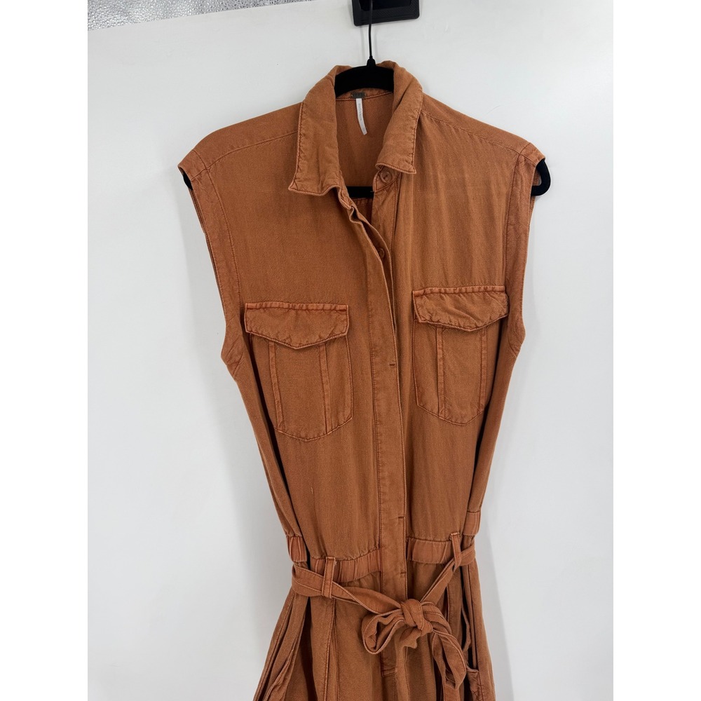 YFB Young Fabulous & Broke Jumpsuit Womens XS Rust Linen Utility Safari Core - Picture 5 of 13